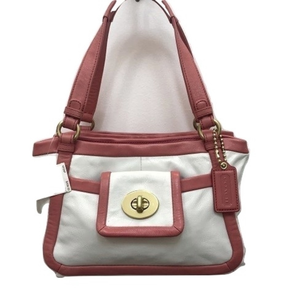 Coach Cricket Satchel in White and Coral